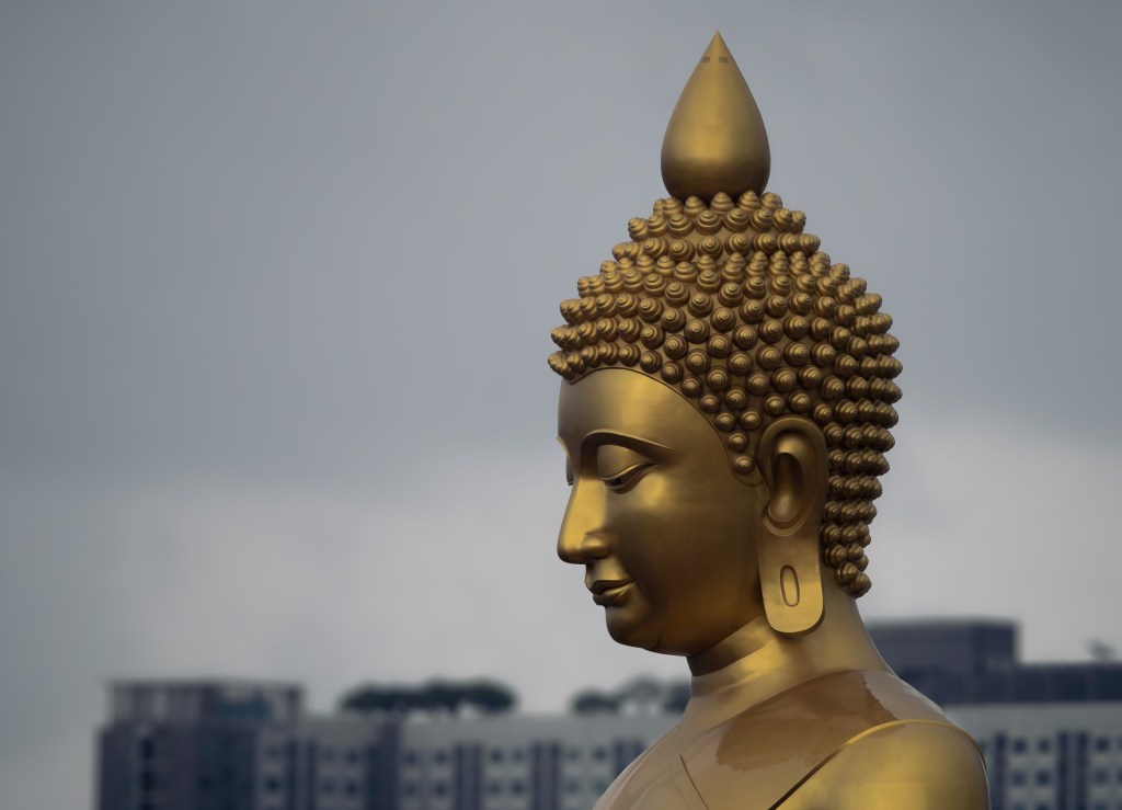 Wat Paknam Buddha. Background blurred in Lightroom.